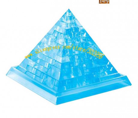 Puzzle pyramida- krystalická modrá